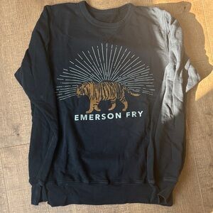 Emerson Fry Black Sweater with Tiger Graphic